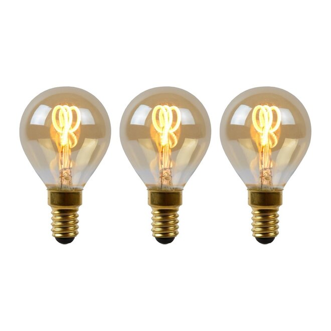 3x P45 - Filament lamp - Ø 4,5 cm - LED Dimb. - E14 - 3W 2200K - Amber
