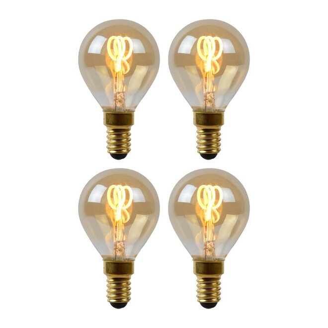 4x P45 - Filament lamp - Ø 4,5 cm - LED Dimb. - E14 - 3W 2200K - Amber