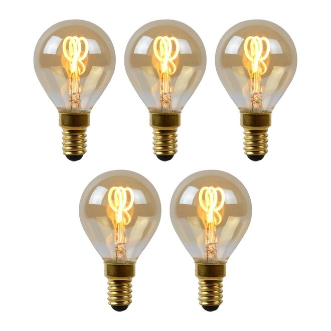 5x P45 - Filament lamp - Ø 4,5 cm - LED Dimb. - E14 - 3W 2200K - Amber