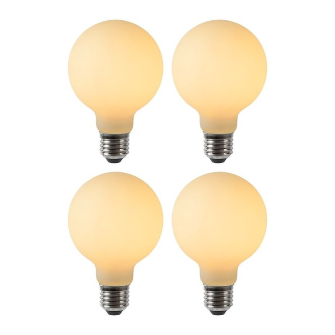 4x G80 - Filament lamp - Ø 8 cm - LED Dimb. - E27 - 4,9W 2700K - Opaal