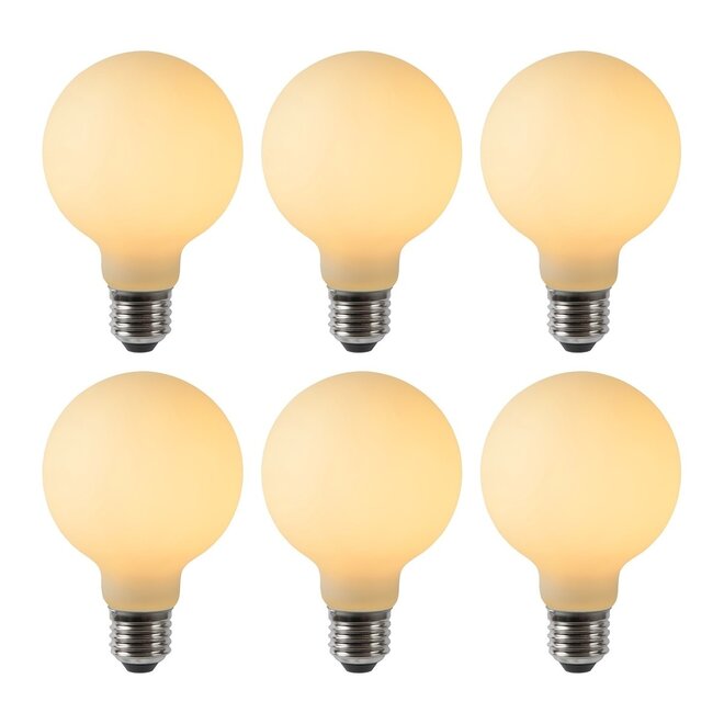 6x G80 - Filament lamp - Ø 8 cm - LED Dimb. - E27 - 4,9W 2700K - Opaal