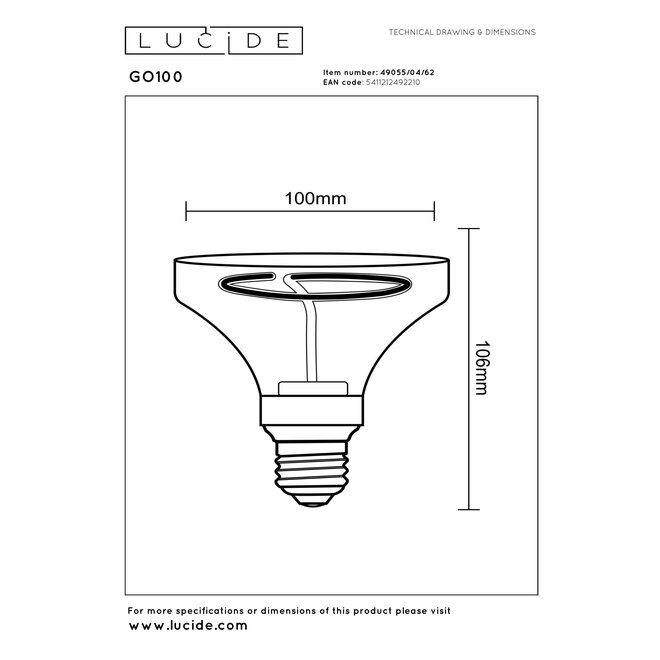 3x GO100 - Filament lamp - Ø 10 cm - LED Dimb. - E27 - 4W 2200K - Amber