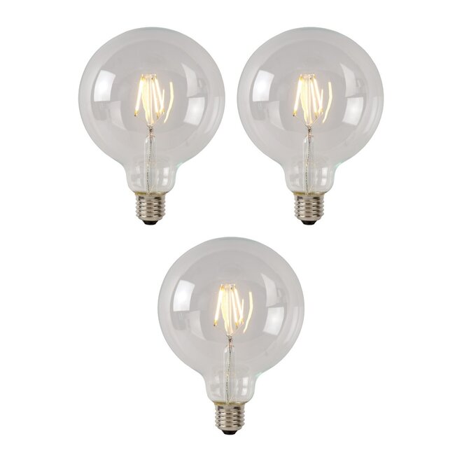3x G95 Class B - Filament lamp - Ø 9,5 cm - LED Dimb. - E27 - 7W 2700K - Transparant