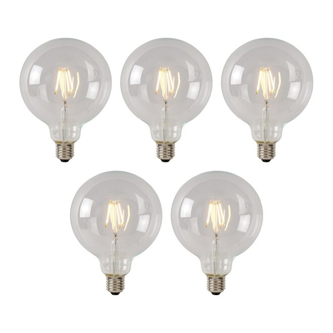 5x G95 Class B - Filament lamp - Ø 9,5 cm - LED Dimb. - E27 - 7W 2700K - Transparant