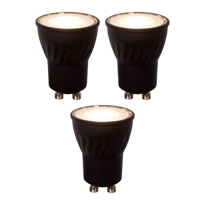 Lucide 3x MR11 - Led lamp - Ø 3,5 cm - LED Dimb. - GU10 (MR11) - 3,8W 2700K - Zwart