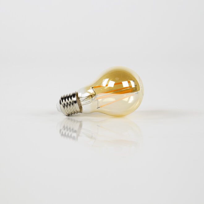 Lichtbron LED filament peer - E27 6W 2100K 450lm dimbaar / Amberkleurig glas