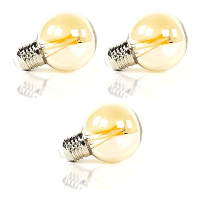 3x Lichtbron LED [G60] filament bol Ø6cm - amber glas