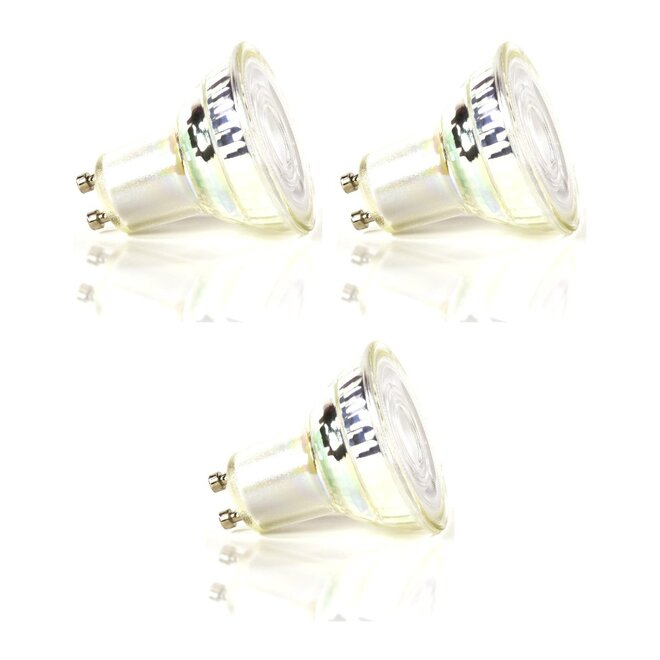 3x Lichtbron LED GU10 dimbaar Ø5cm - transparant glas