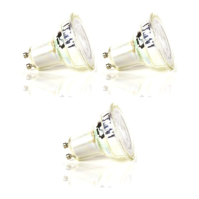 3x Lichtbron LED GU10 dimbaar Ø5cm - transparant glas