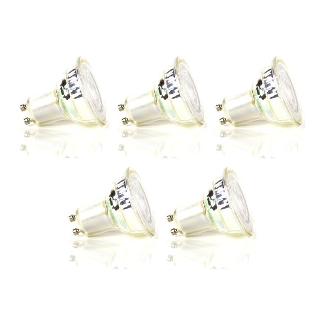 5x Lichtbron LED GU10 dimbaar Ø5cm - transparant glas