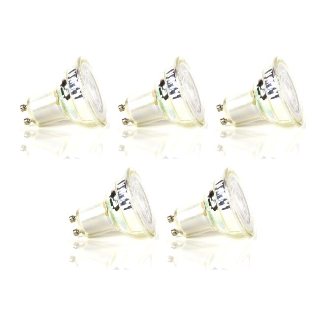 5x Lichtbron LED GU10 dimbaar Ø5cm - transparant glas