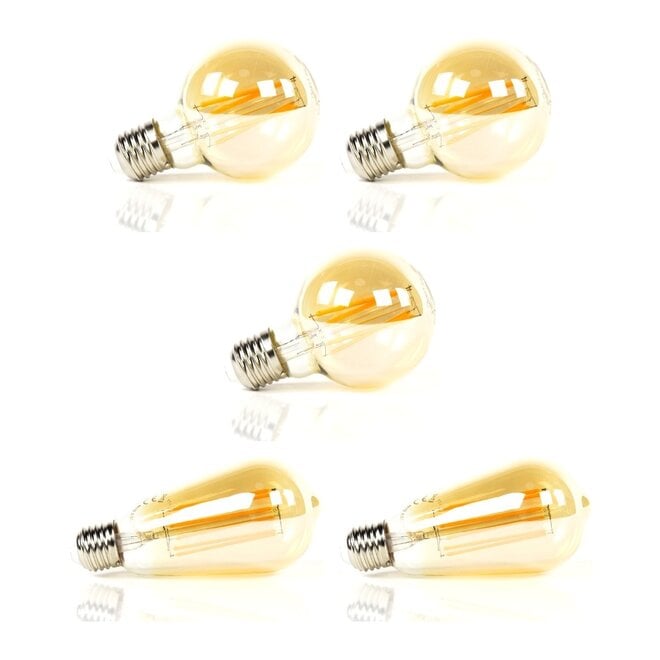 Lichtbronset 3x bol Ø7cm G70 + 2x druppel ST64 - Alaska