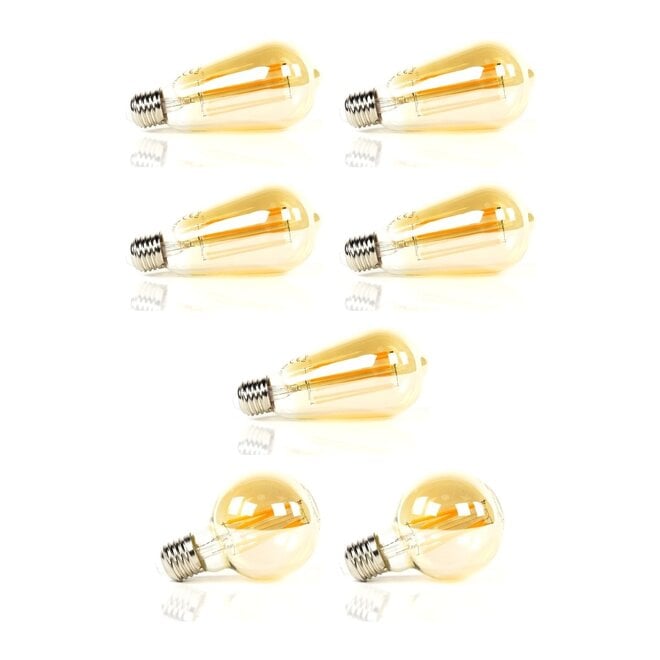 Lichtbronset 5x druppel ST64 + 2x bol Ø7cm G70 - Alaska