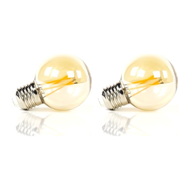 2x Lichtbron LED [G60] filament bol Ø6cm - amber glas