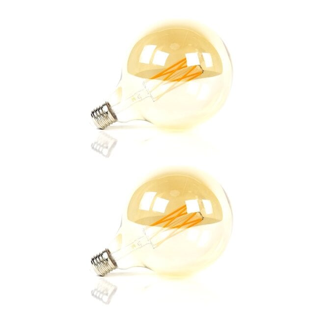 2x Lichtbron LED [G125] filament bol Ø12,5cm - amber glas