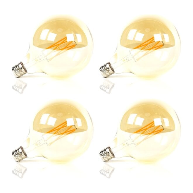 4x Lichtbron LED [G125] filament bol Ø12,5cm - amber glas