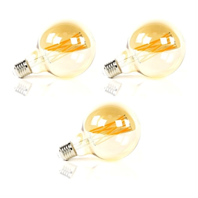 3x Lichtbron LED [G95] filament bol Ø9,5cm - amber glas