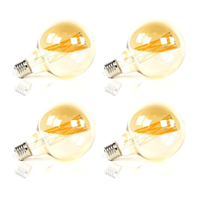 4x Lichtbron LED [G95] filament bol Ø9,5cm - amber glas