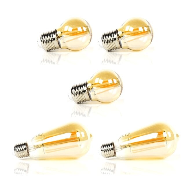 Lichtbronset 3x bol Ø4,5cm G45 + 2x druppel ST64 - Alaska