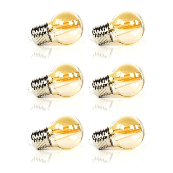 6x Lichtbron LED [G45] filament bol Ø4,5cm - amber glas