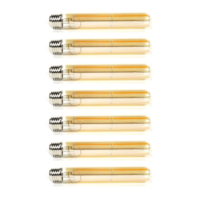 7x Lichtbron LED [T32] filament buis 18,5cm - amber glas