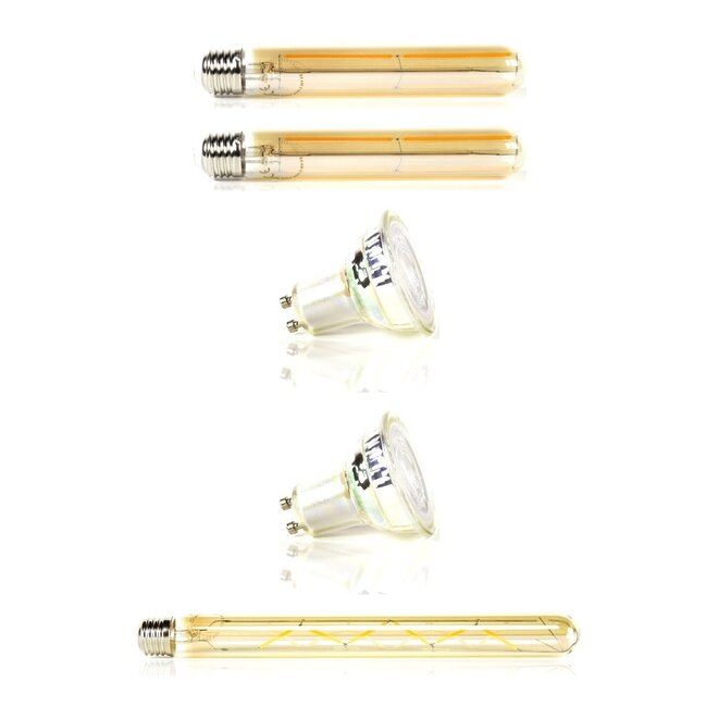 Lichtbronset 2x buis 18,5cm T32 + 2x GU10 Ø5cm + 1x buis 30cm T32 - Alaska