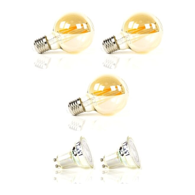 Lichtbronset 3x bol Ø7cm G70 + 2x GU10 Ø5cm - Alaska
