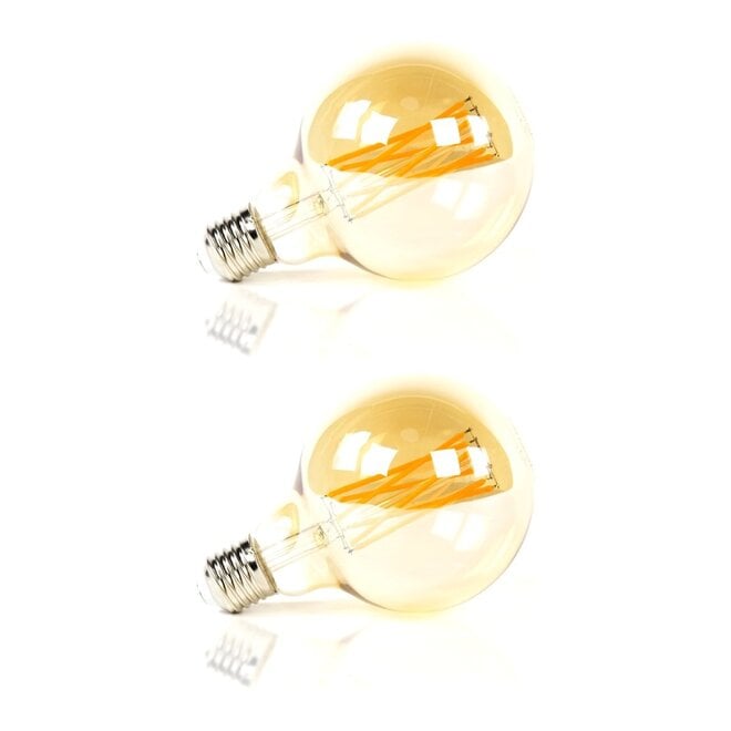 2x Lichtbron LED [G95] filament bol Ø9,5cm - amber glas
