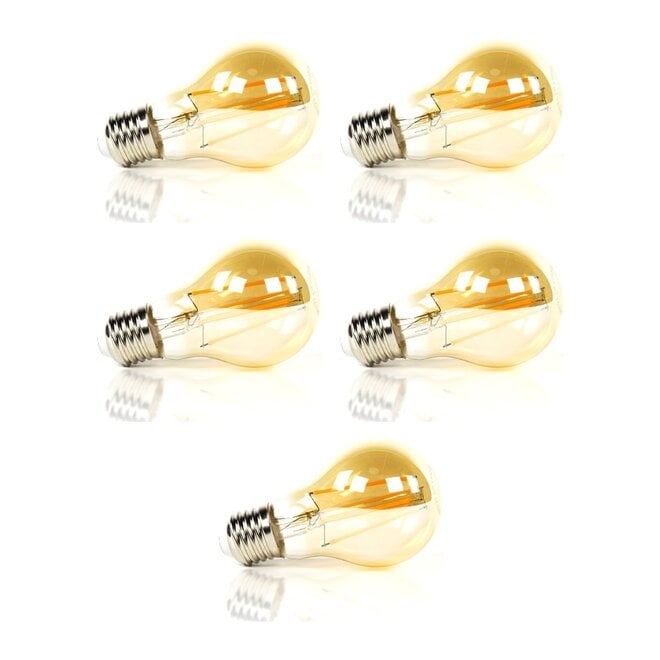 5x Lichtbron LED [A60] filament peer - amber glas