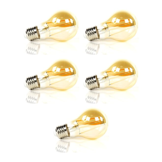 5x Lichtbron LED [A60] filament peer - amber glas