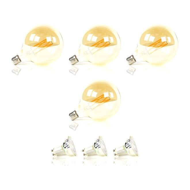 Lichtbronset 4x bol Ø12,5cm G125 + 3x GU10 Ø5cm - Alaska