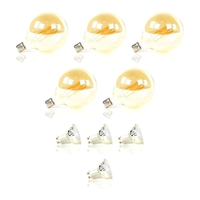 Lichtbronset 5x bol Ø12,5cm G125 + 4x GU10 Ø5cm - Alaska