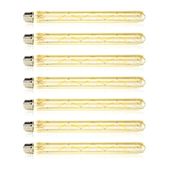 7x Lichtbron LED [T32] filament buis 30cm - amber glas