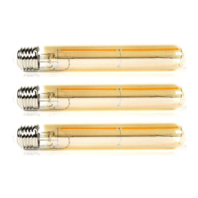 3x Lichtbron LED [T32] filament buis 18,5cm - amber glas