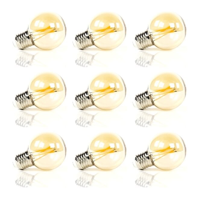 9x Lichtbron LED [G60] filament bol Ø6cm - amber glas