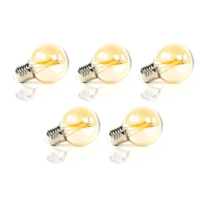 5x Lichtbron LED [G60] filament bol Ø6cm - amber glas
