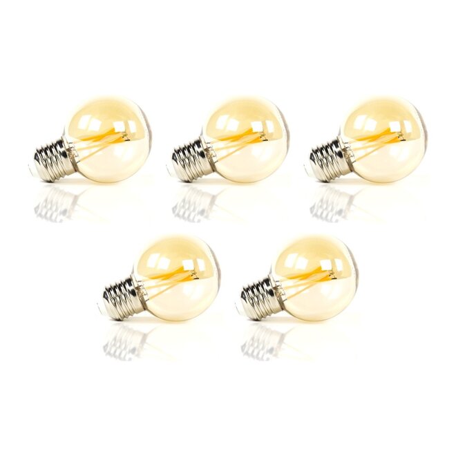 5x Lichtbron LED [G60] filament bol Ø6cm - amber glas
