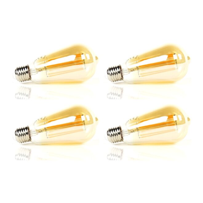 4x Lichtbron LED [ST64] filament druppel - amber glas