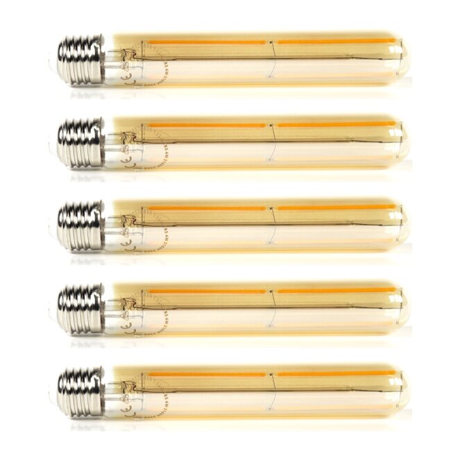 5x Lichtbron LED [T32] filament buis 18,5cm - amber glas