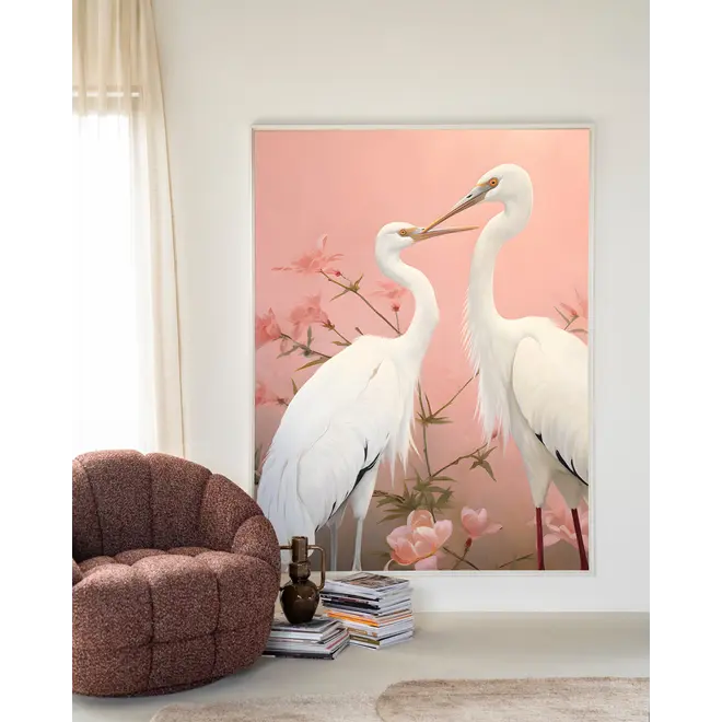 Urban Cotton Wandkleed Pink Love Birds