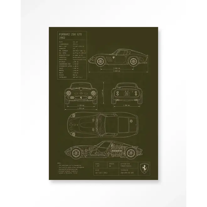 Urban Cotton Wandkleed Green Print Ferrari