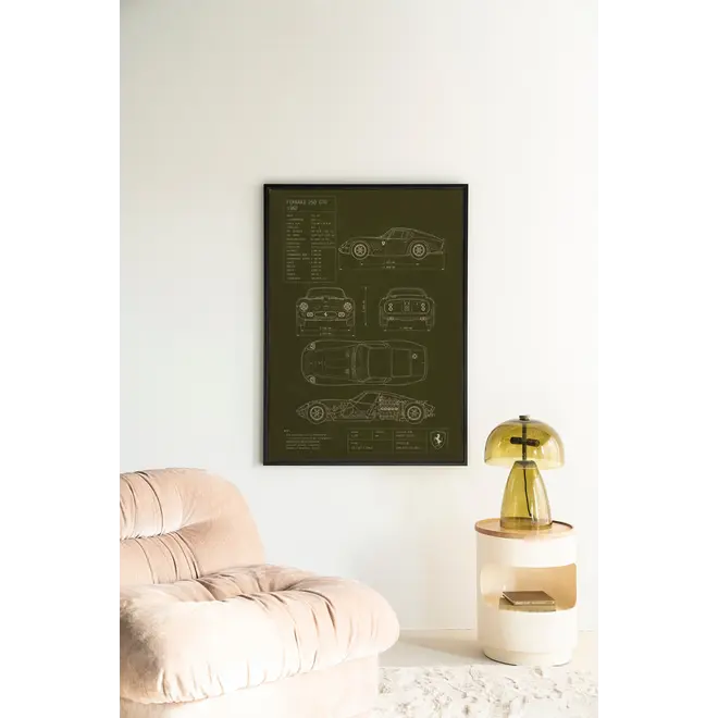 Urban Cotton Wandkleed Green Print Ferrari