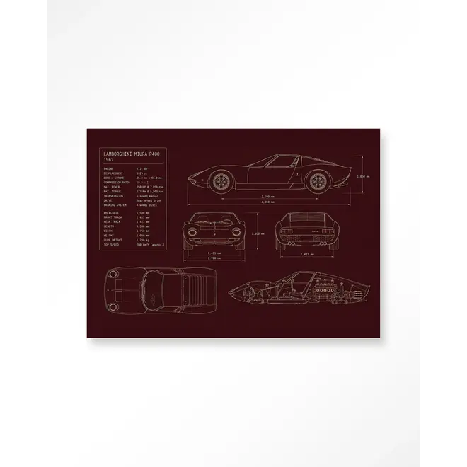 Urban Cotton Wandkleed Red Print Lamborghini