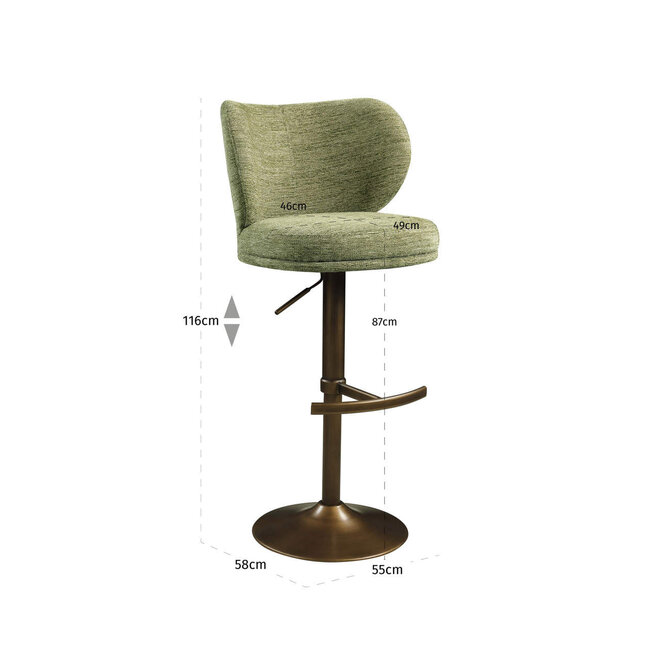 Barstoel Amely pistache softweave swivel
