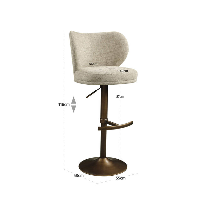 Barstoel Amely natural softweave swivel