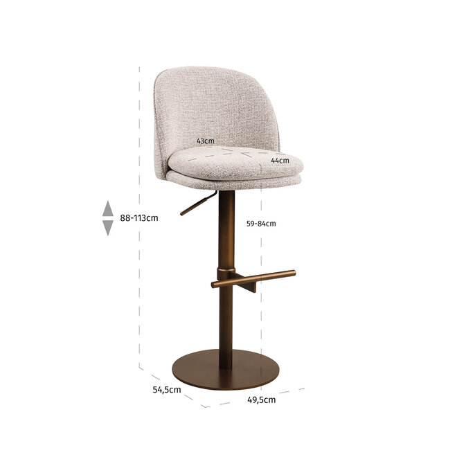 Barstoel Vesper mocca fancy swivel