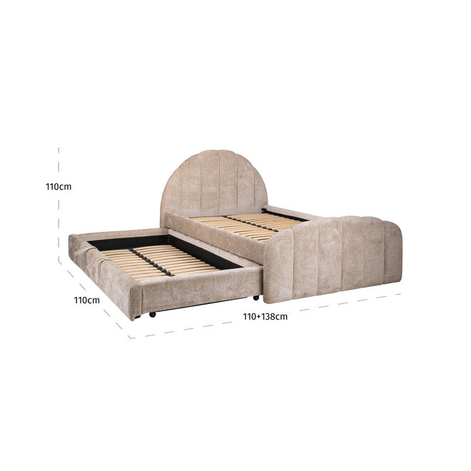Bed Pixie clay chenille 120x200 with pull-out bed