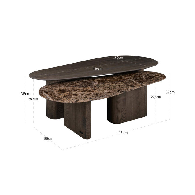 Salontafel Castello Smoked charchoal (Set of 2)