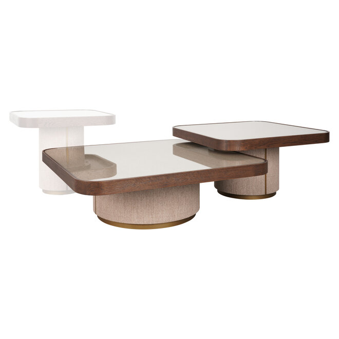 Salontafel Willox beige including glass (Set of 2)