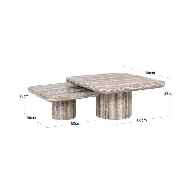 Salontafel Dulce grey (denizly) (Set of 2)